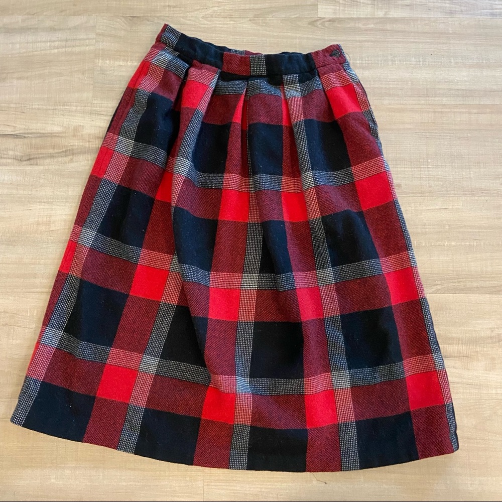 Diane von Furstenberg VINTAGE Plaid Wool Midi Skirt
